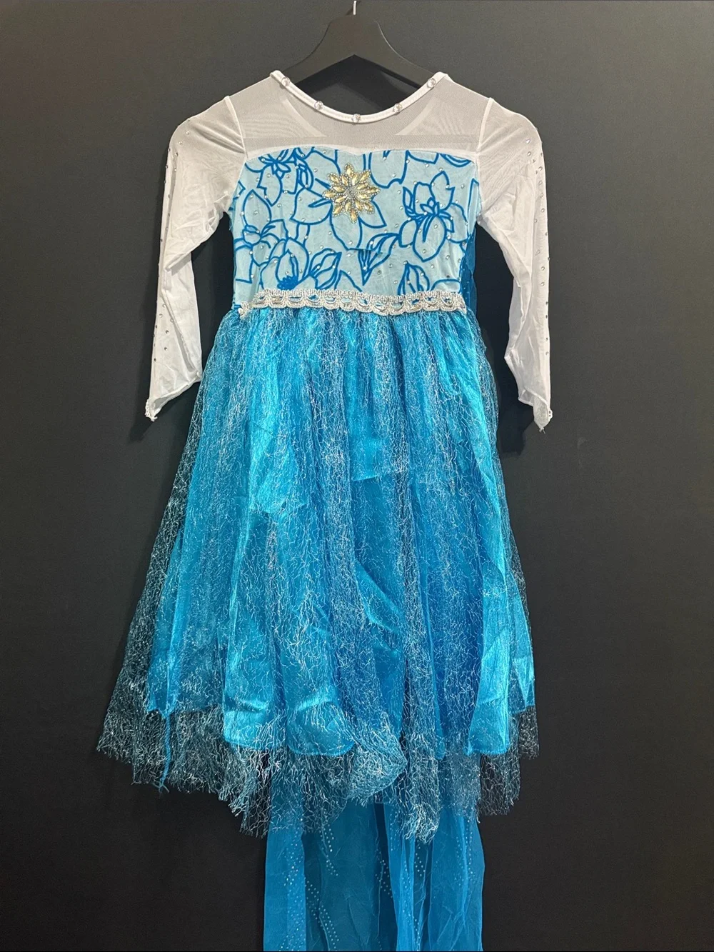 Girls Frozen Inspired Blue Sparkle Princess Costume Dress